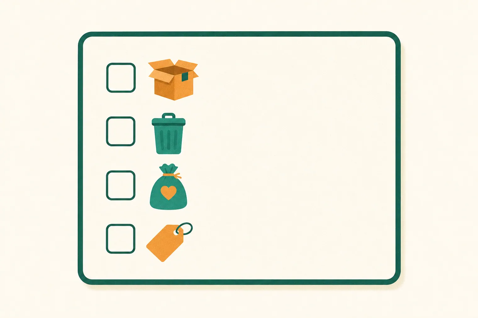 비우기 실전 체크리스트 아이콘 도식