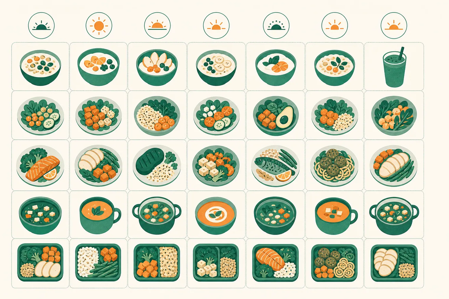 일주일 식단 밀프렙 설계 개념도
